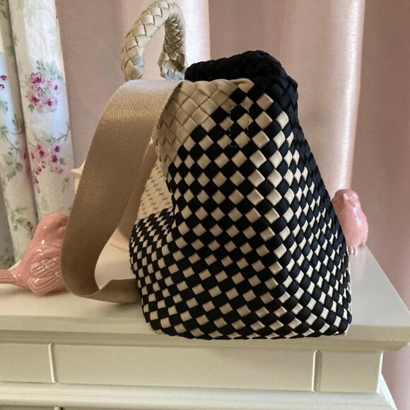 Naghedi St. Barth's tote, graphic geo black and cream indio woven, Small - Picture 3 of 8